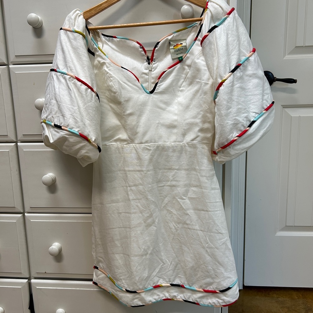 FARM Rio Ivory Mini Dress with Crimson Details - Picture 2 of 6